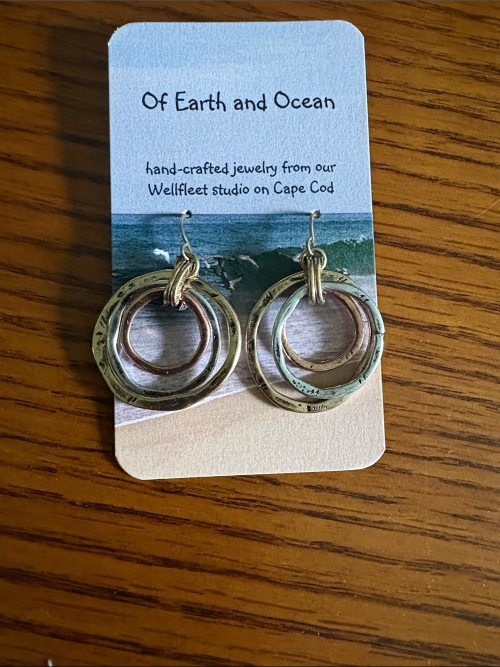 Mixed Metal Hoop Drop Earrings - Gold & Copper Tones